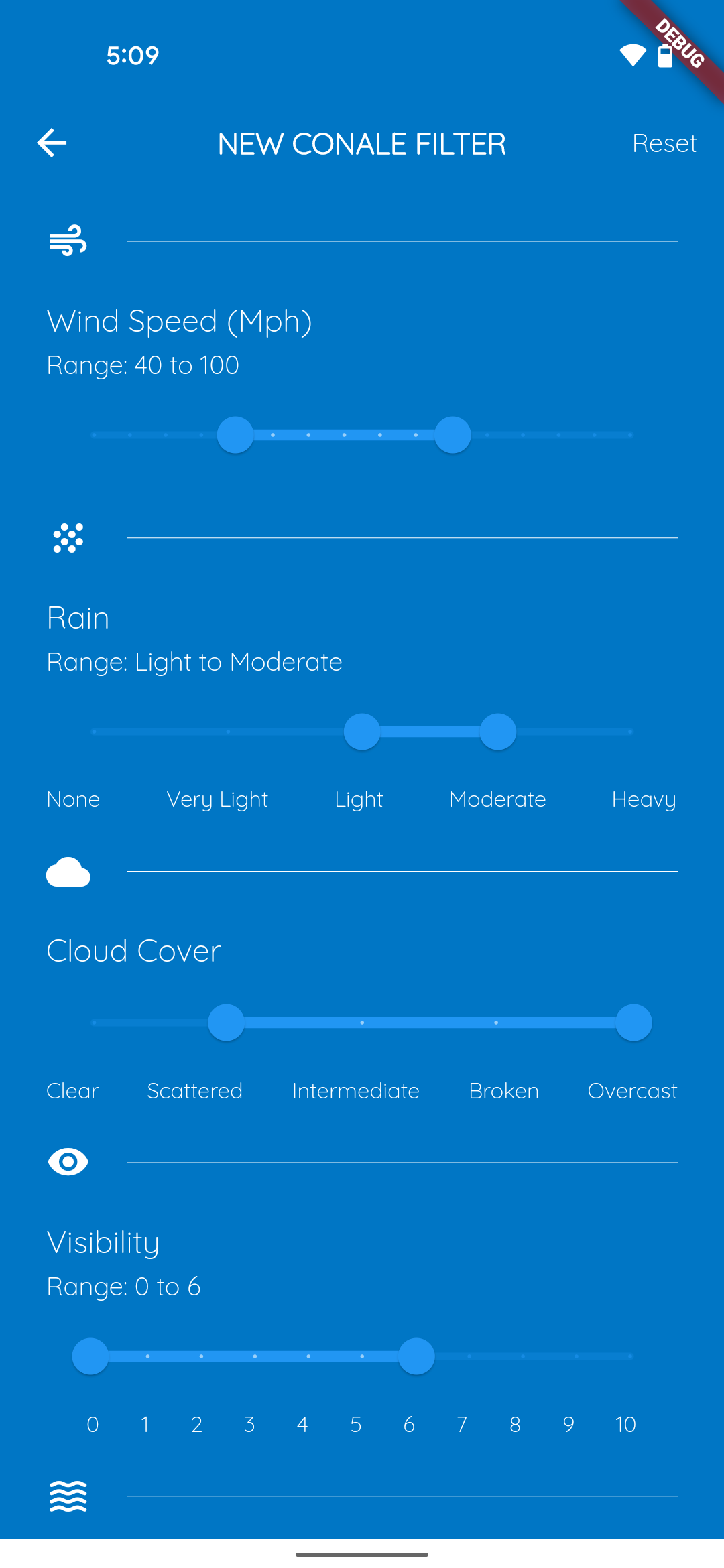 Add filter page with multiple range inputs.